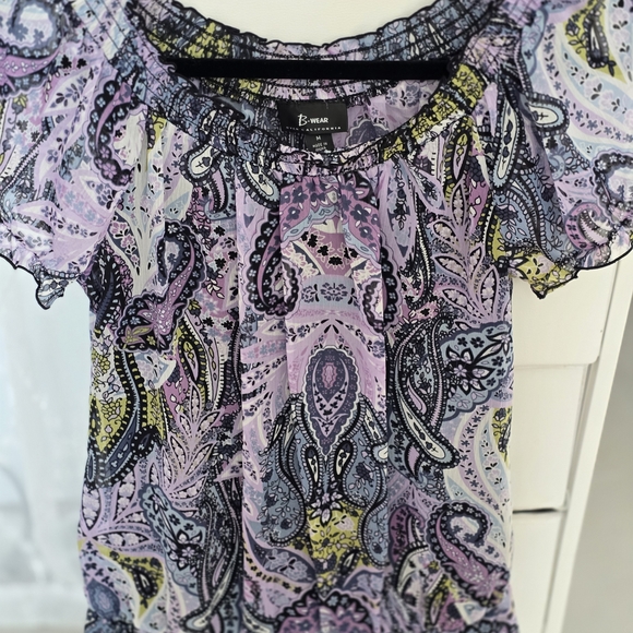 Bwear Tops - Bwear Paisley Blouse - Purple, Black, and Yellow